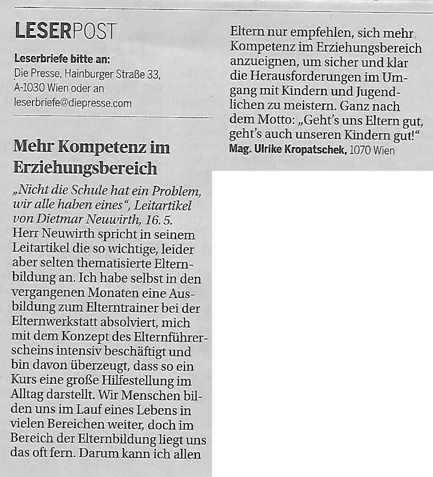 Leserbrief U.Kropatschek