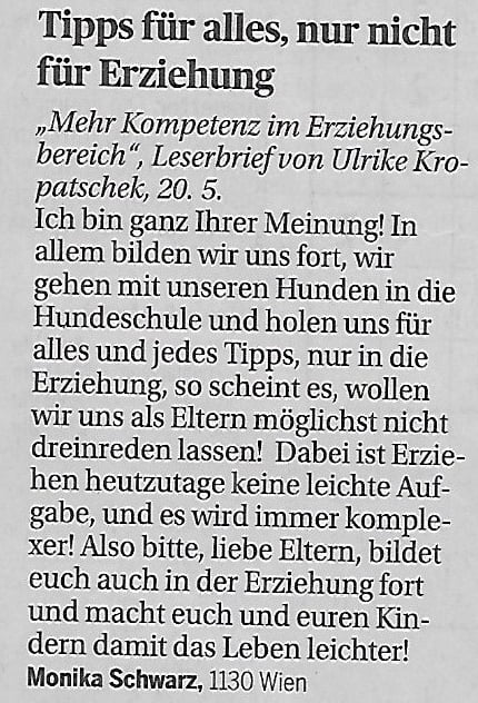 Leserbriefbestätigung